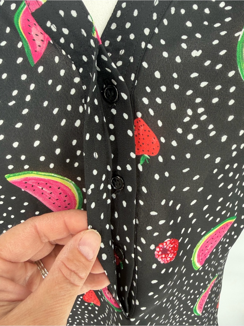 Christopher & Banks Black Maxi Skirt with Pink & Green Watermelon Print - Picture 8 of 15
